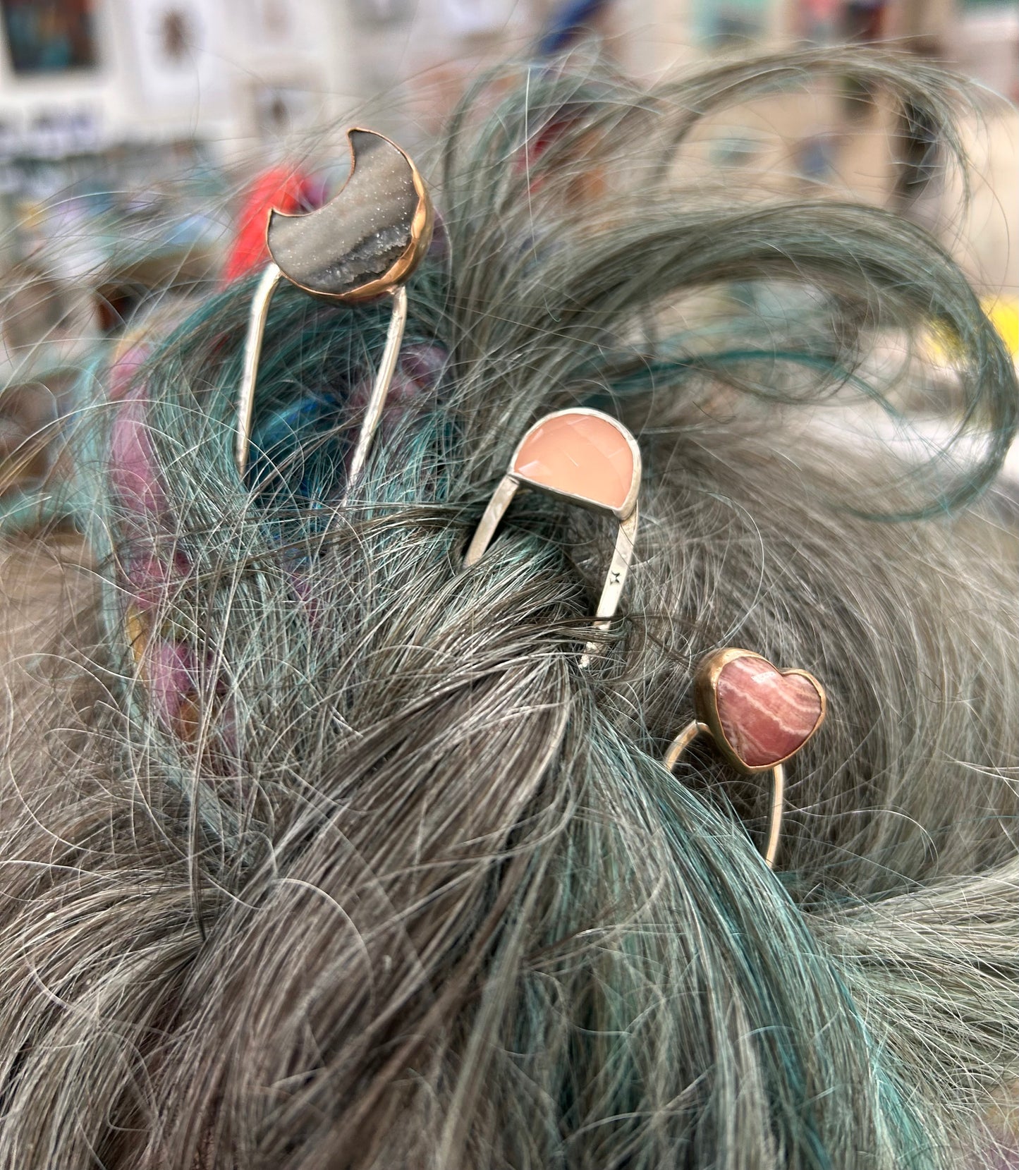 Heart Rhodochrisite Hair stick