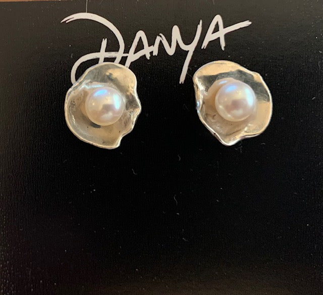 Oyster ear jackets with pearl studs