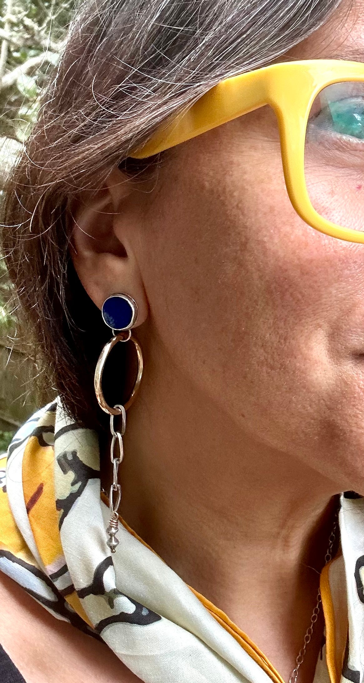 Lapis lazuli and gold loop earrings